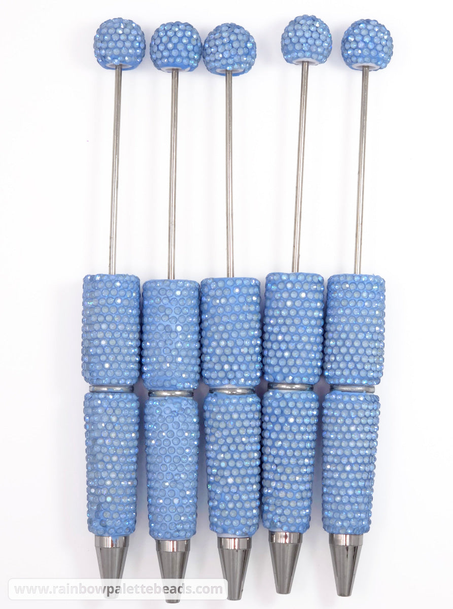 UV Light Powder Blue Shimmer Full Rhinestone Beadable Diamond Pen