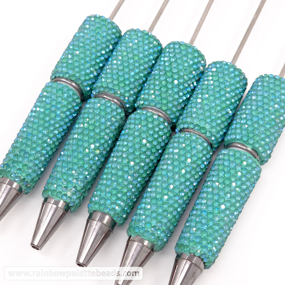 UV Misty Turquoise Shimmer Full Rhinestone Beadable Diamond Pen