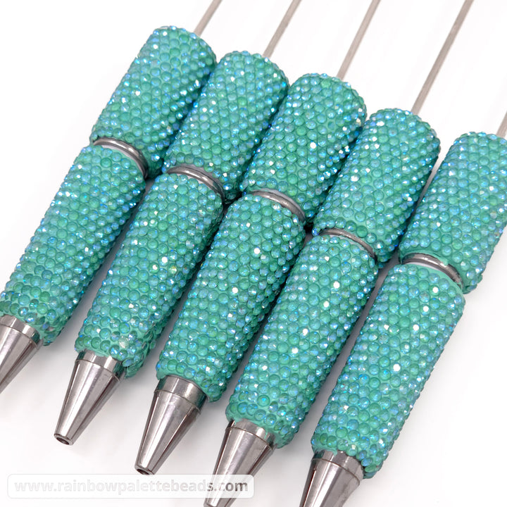 UV Misty Turquoise Shimmer Full Rhinestone Beadable Diamond Pen