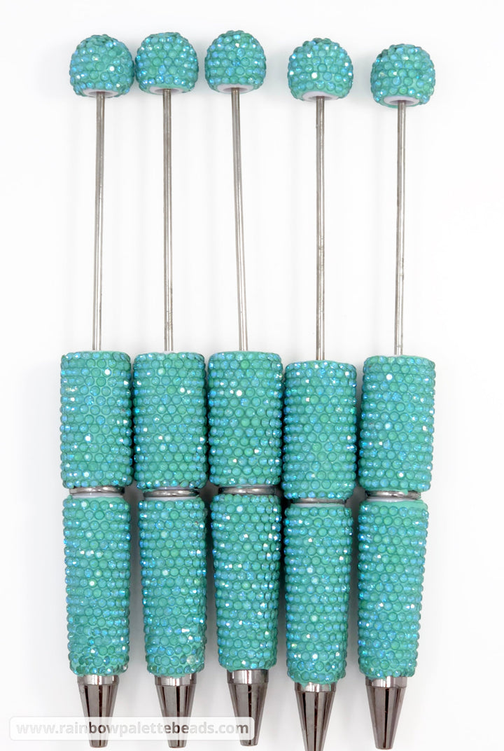 UV Misty Turquoise Shimmer Full Rhinestone Beadable Diamond Pen