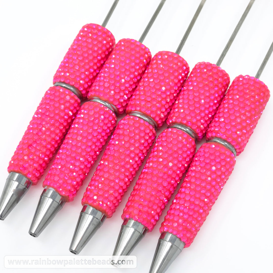 UV Fuchsia Pink Shimmer Full Rhinestone Beadable Diamond Pen