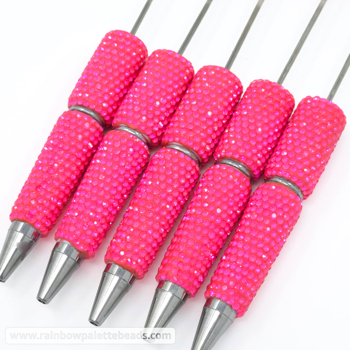 UV Fuchsia Pink Shimmer Full Rhinestone Beadable Diamond Pen
