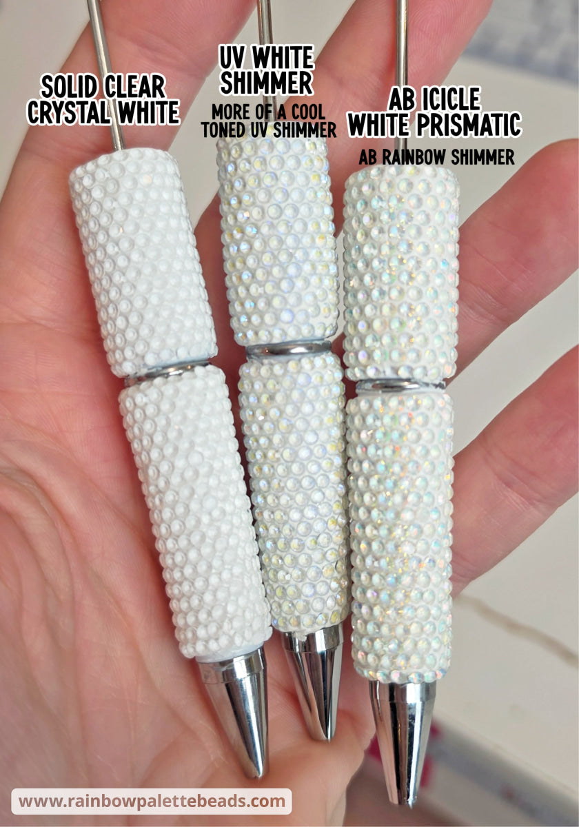 UV White Shimmer Full Rhinestone Beadable Diamond Pen