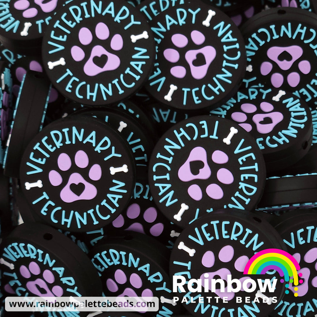 Veterinary Technician Exclusive Silicone Focal Beads Turquoise and Purple Beads