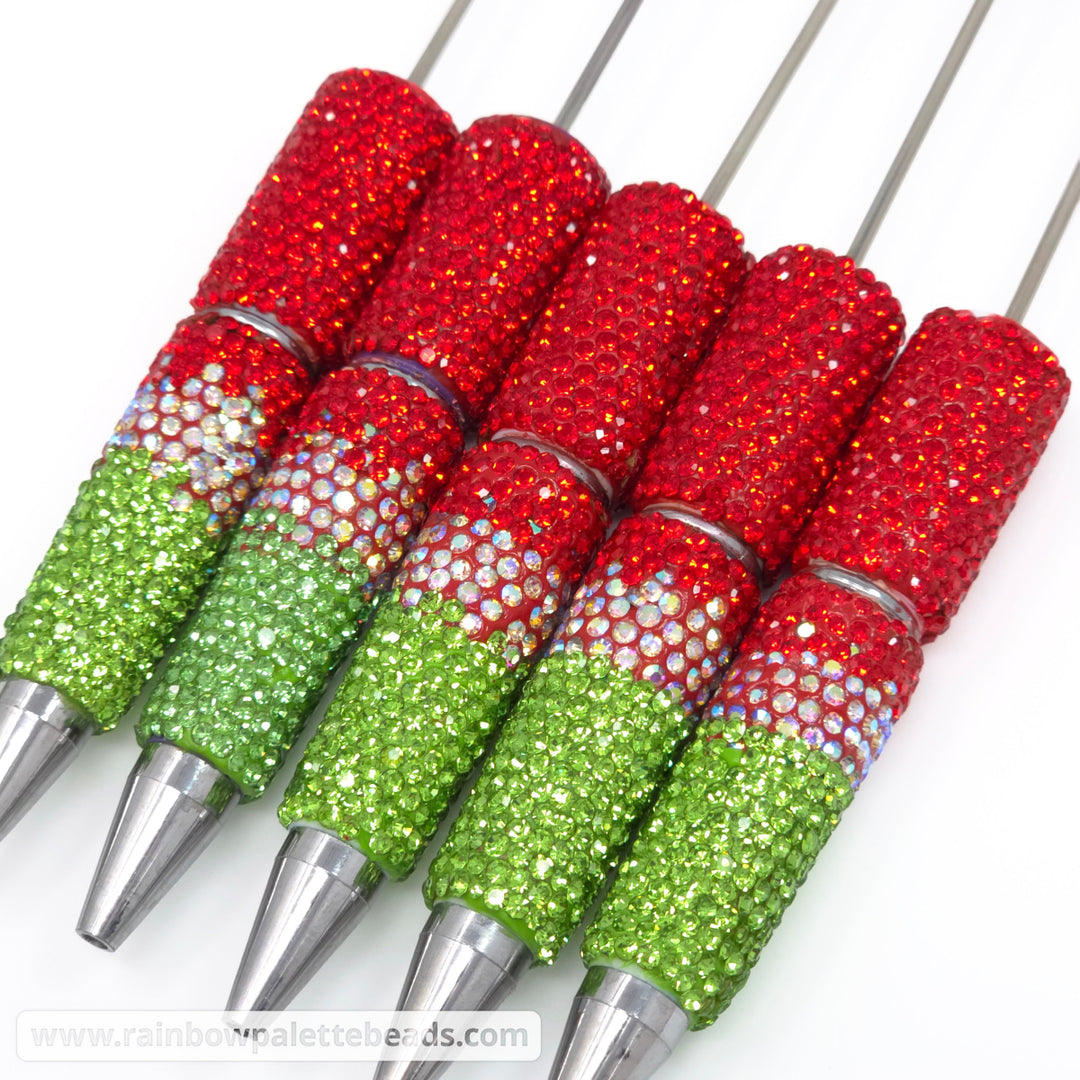 Watermelon Summer Ombre Crystal Confetti Full Rhinestone Beadable Diamond Pen