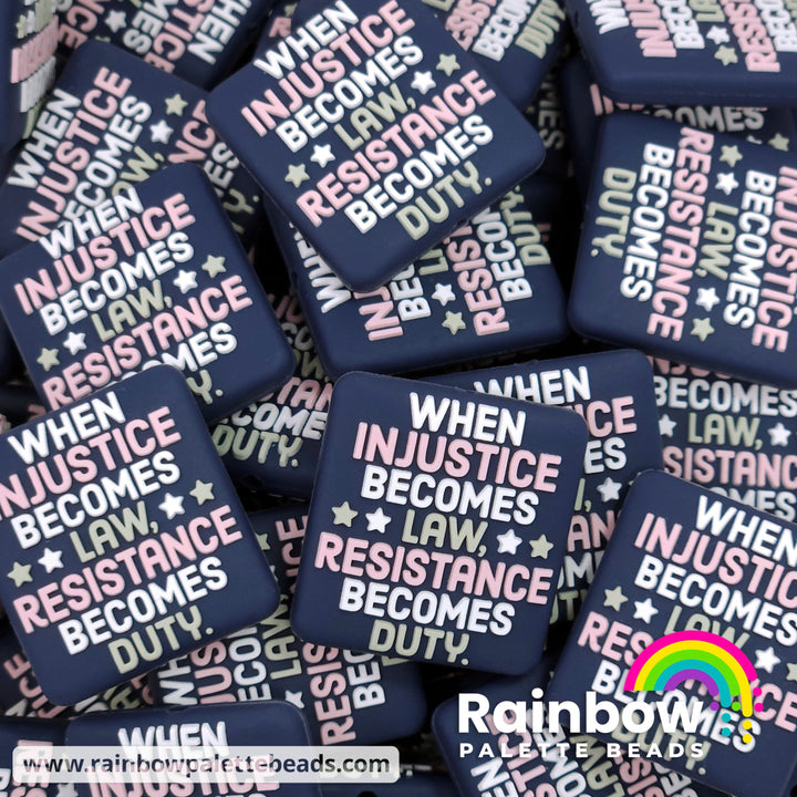 When Injustice Becomes Law Resistance Becomes Duty Exclusive Silicone Focal Beads Navy/Boho Beads