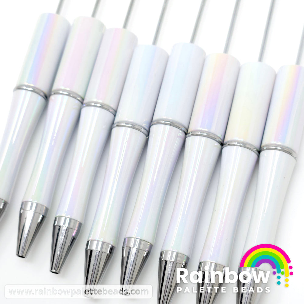 White Opal Beadable Plastic Pen