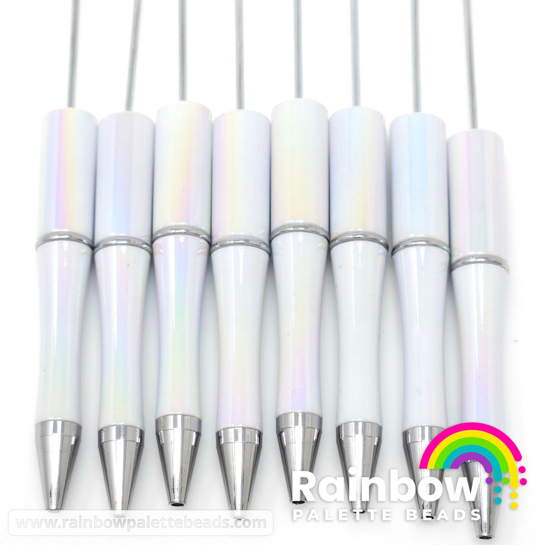 White Opal Beadable Plastic Pen