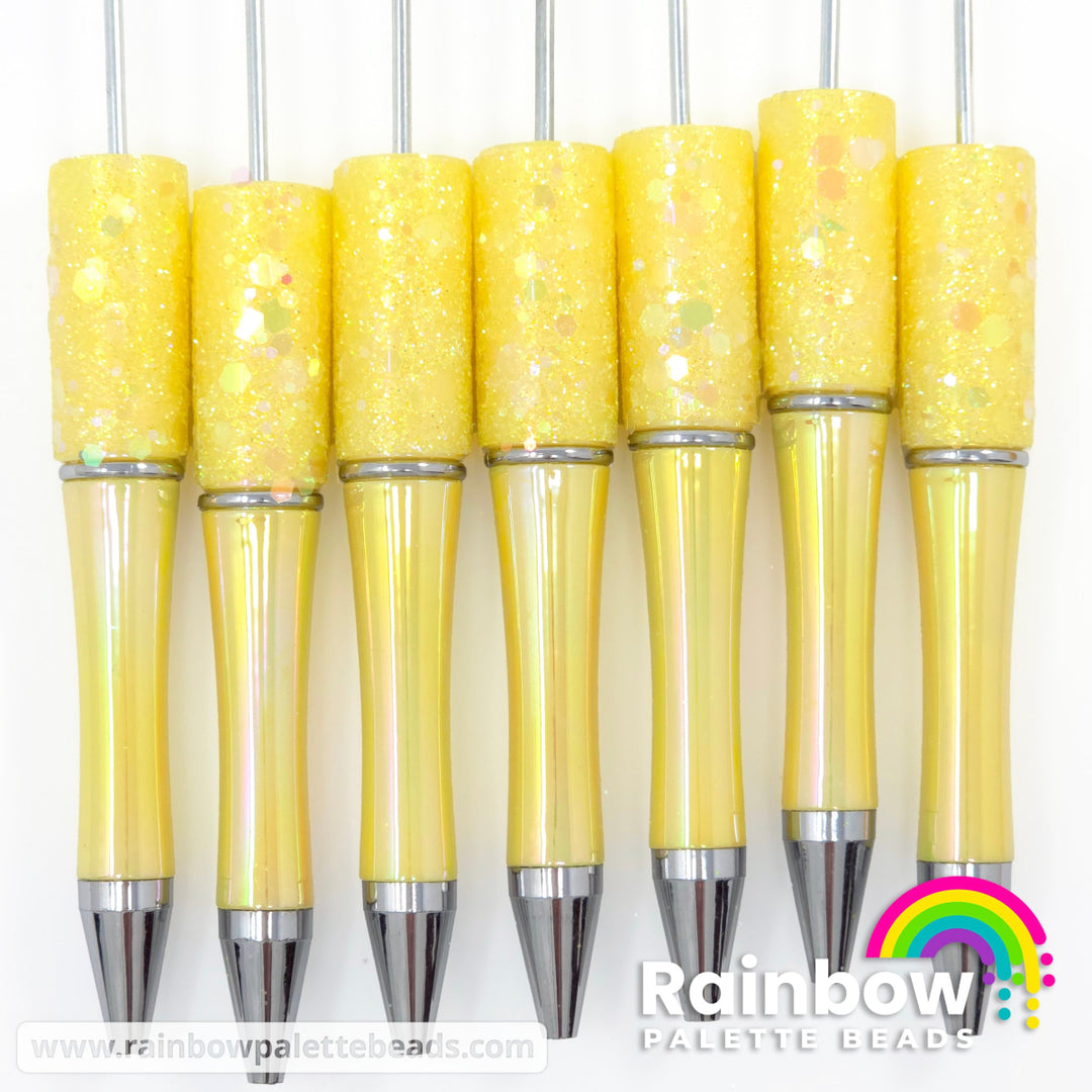 Yellow Fairy Dust Opal Beadable Plastic Pen