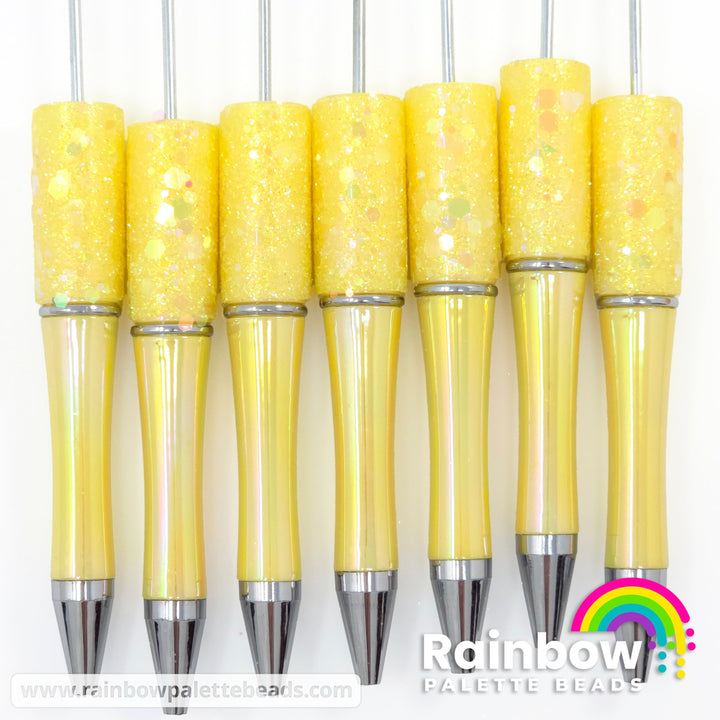 Yellow Fairy Dust Opal Beadable Plastic Pen