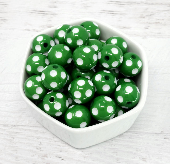 16mm Green Polka Dot Acrylic Beads