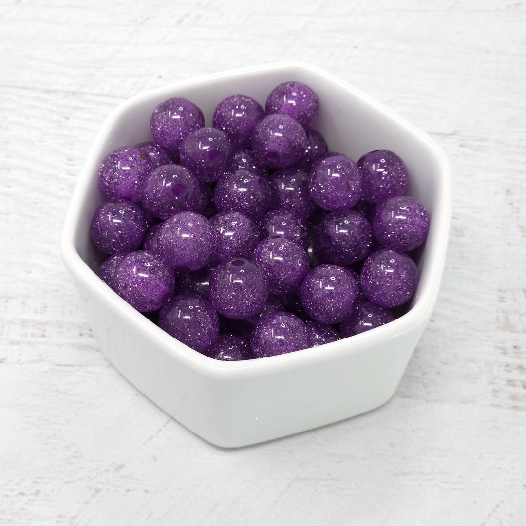 12mm Purple Glitter Beads