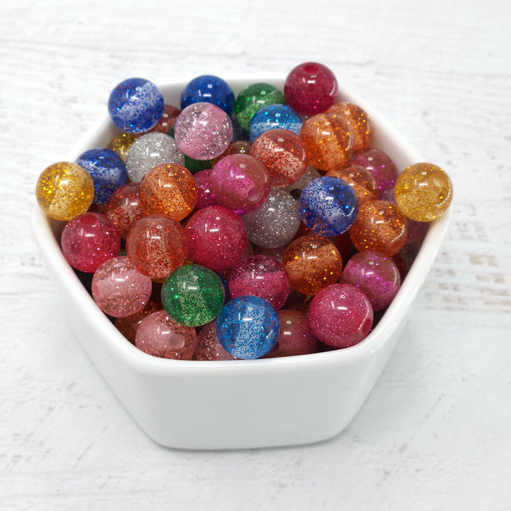 12mm Glitter Bead Mix (10 beads)