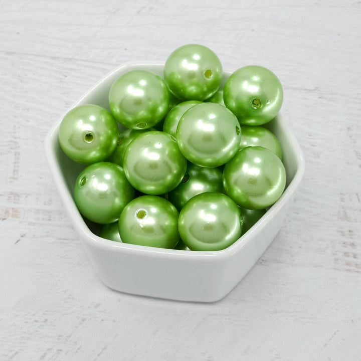 20mm Lime Green Pearl Acrylic Beads