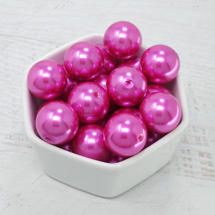 20mm Hot Pink Pearl Acrylic Beads