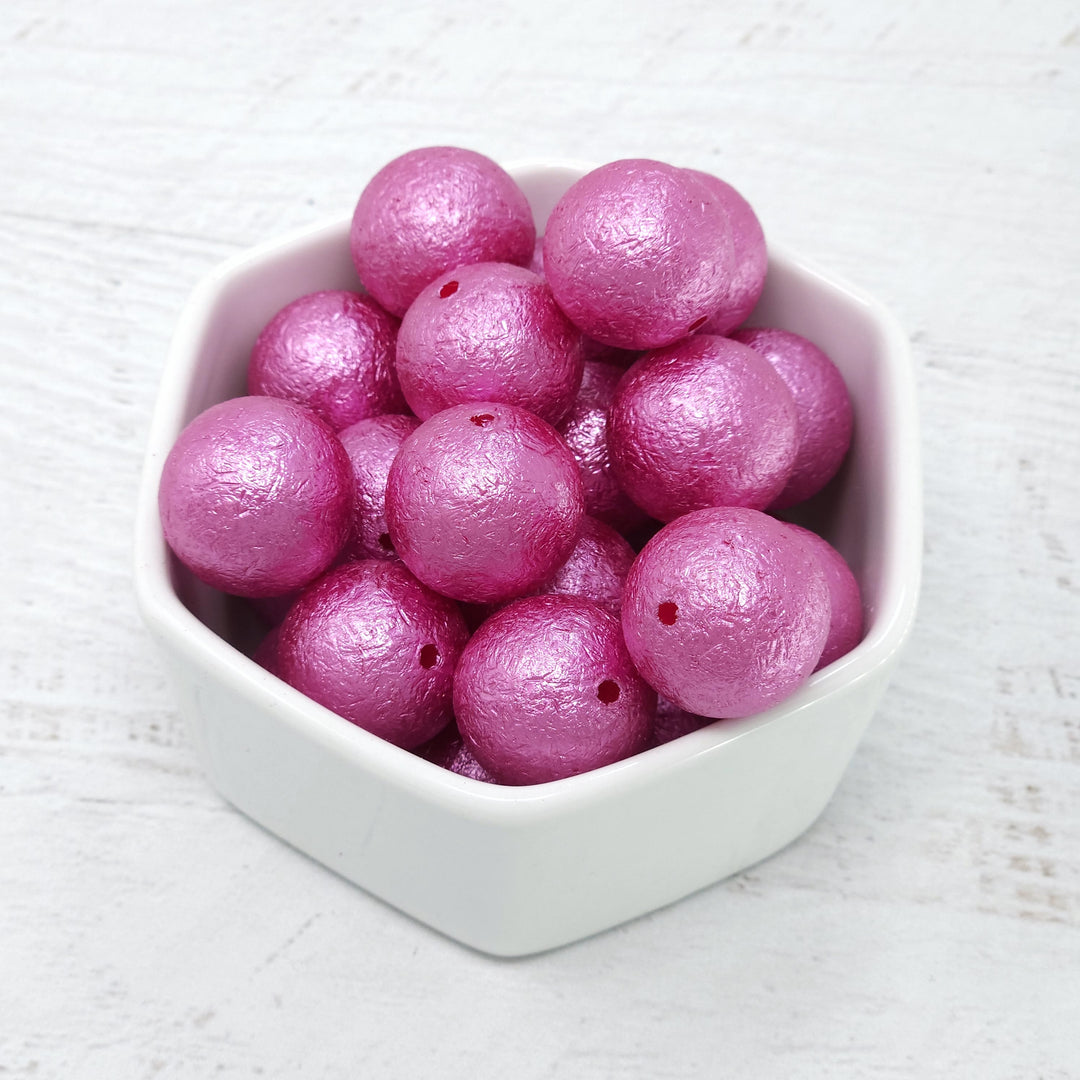 20mm Pinkish/Purple Crinkle Pearl Acrylic Beads