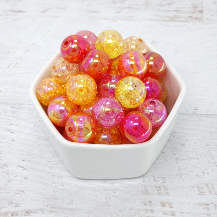 16mm Warm Color Crackle Bead Mix (10 beads)